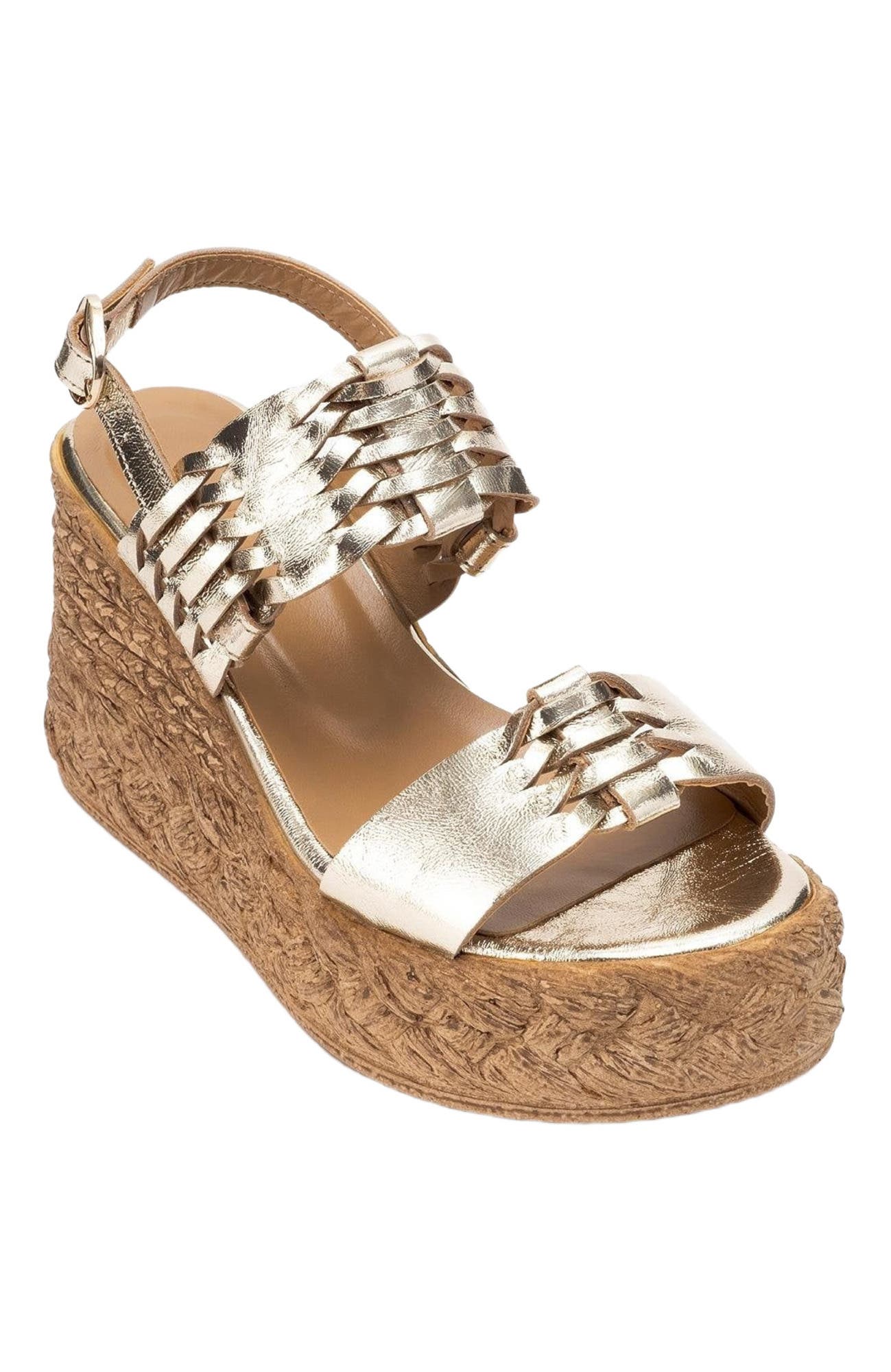 Forever & Always Shoes Olien Suede Leather Platform Espadrilles, Main, color, Gold Leather