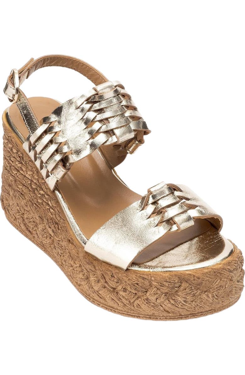 Forever & Always Shoes Olien Suede Leather Platform Espadrilles, Main, color, Gold Leather