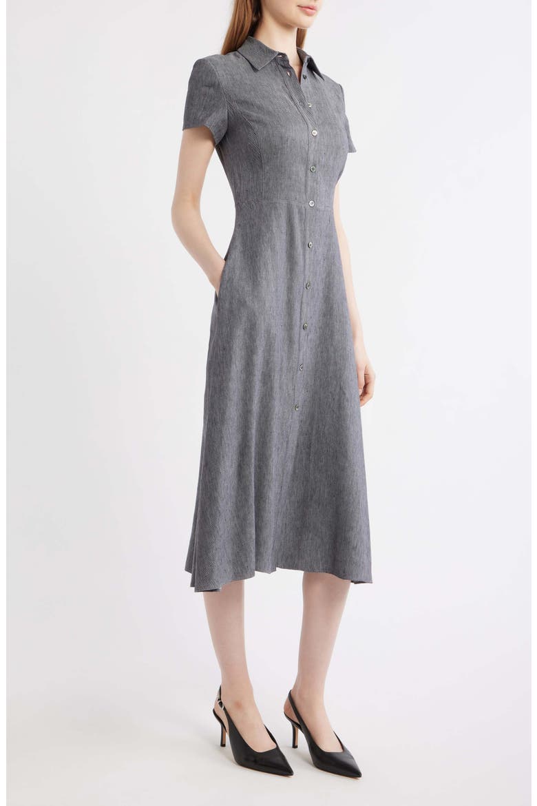 Stretch Linen Blend Shirtdress, Alternate, color, INK BLUE - GGE