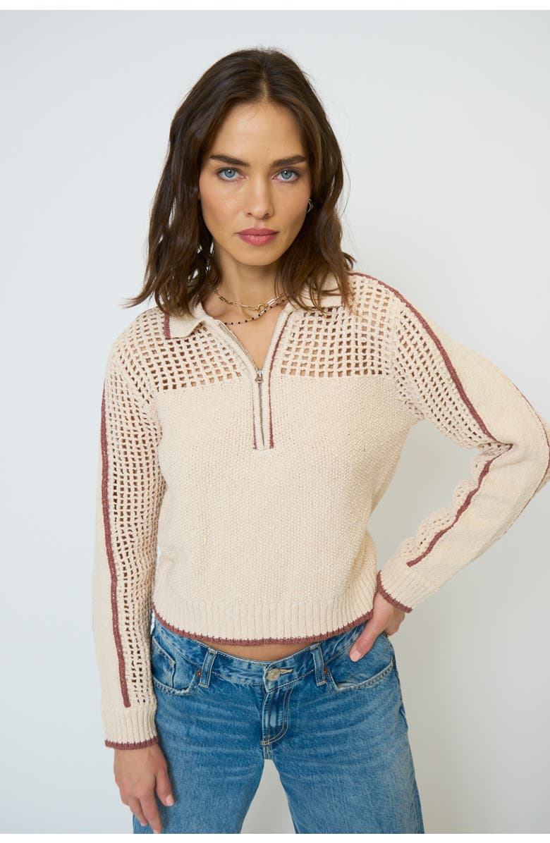 Central Park West Carla Mesh Yoke Polo, Main, color,