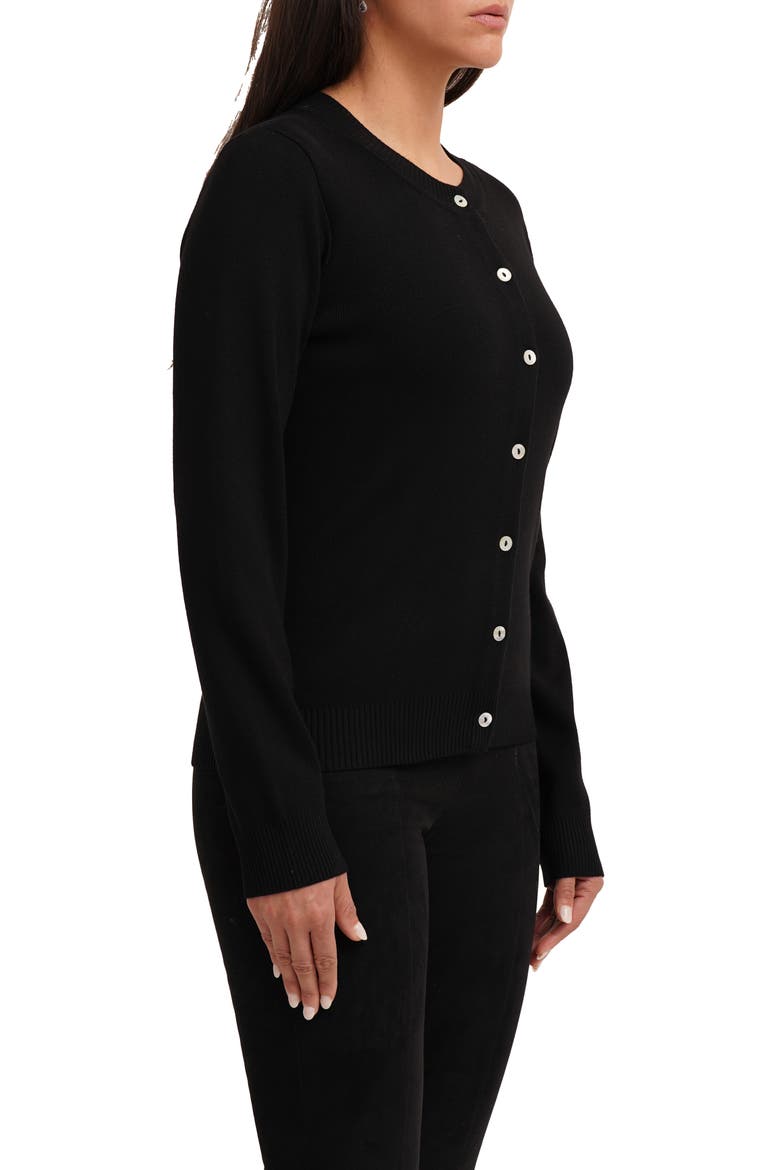 Crewneck Cardigan, Alternate, color, BLACK