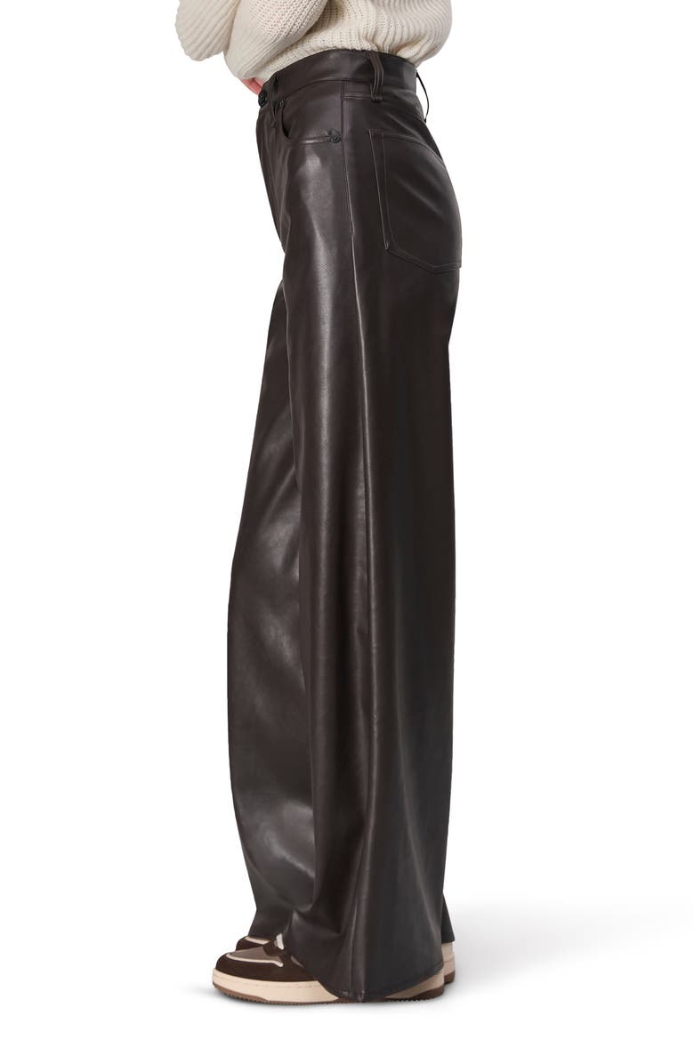 rag & bone Sofie High Waist Faux Leather Wide Leg Pants, Alternate, color, Dark Brown