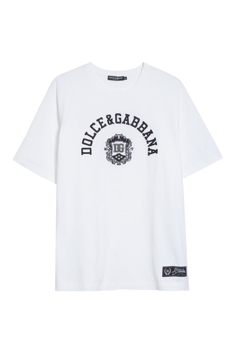 Logo Crest Embroidered Cotton T-Shirt, Alternate, color, BIANCO OTTICO