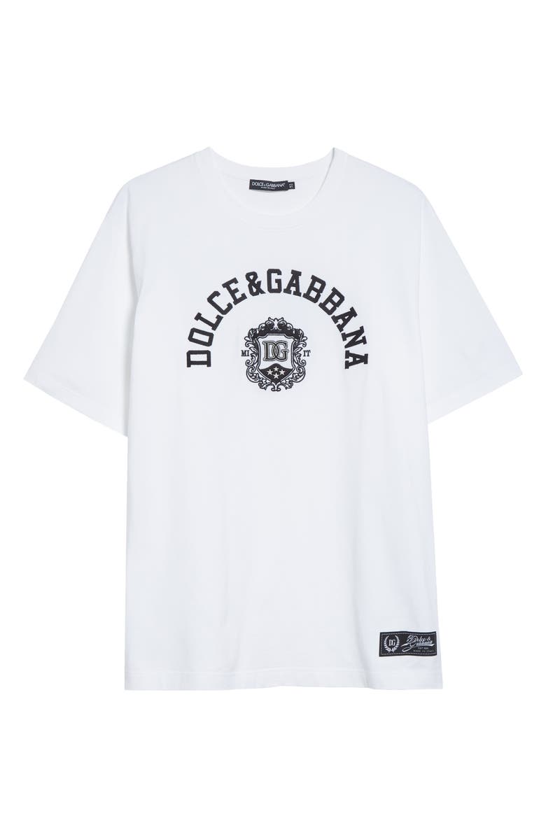 Dolce&Gabbana Logo Crest Embroidered Cotton T-Shirt, Main, color,