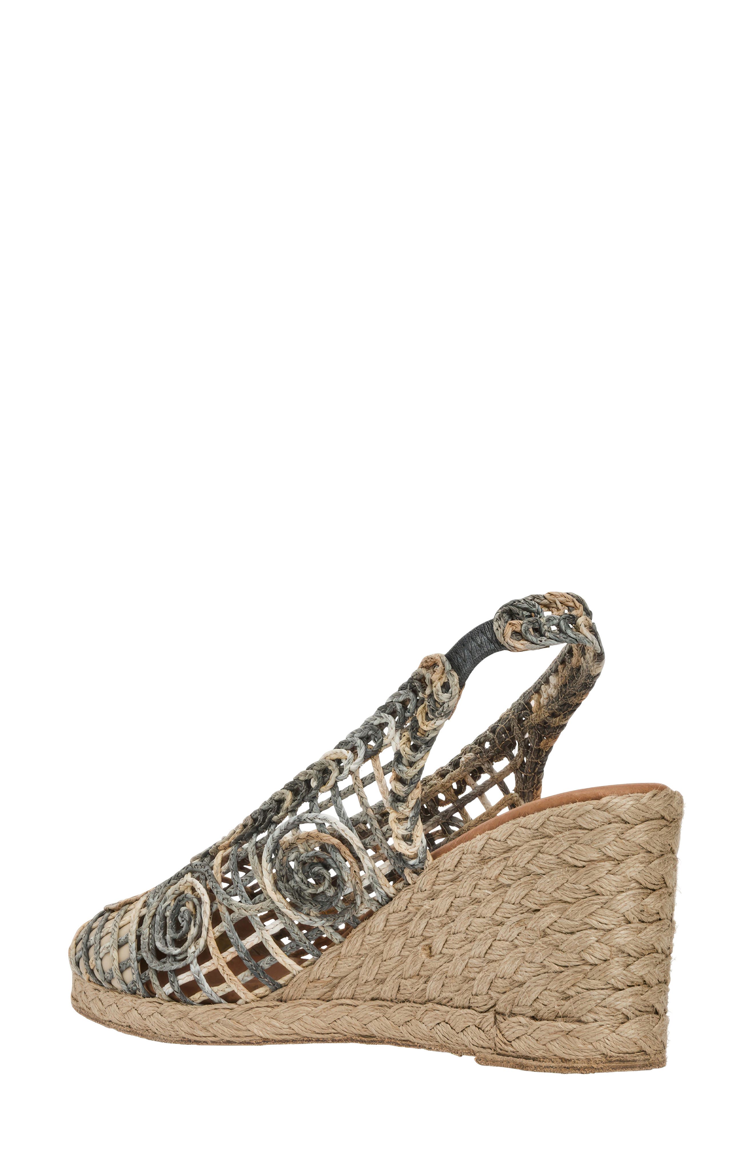 Pamala Slingback Wedge Pump, Alternate, color, BLACK/ NATURAL RAFFIA