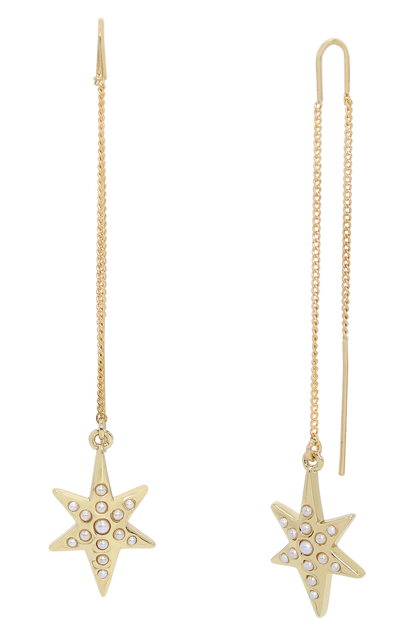 AllSaints Faux Pearl Star Threader Drop Earrings
