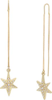 AllSaints Faux Pearl Star Threader Drop Earrings