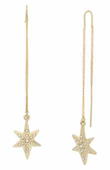 AllSaints Faux Pearl Star Threader Drop Earrings