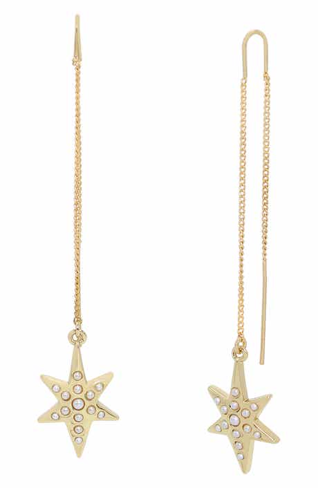 AllSaints Faux Pearl Star Threader Drop Earrings