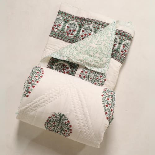 Mela Artisans Blockprinted Reversible Quilt In Multi