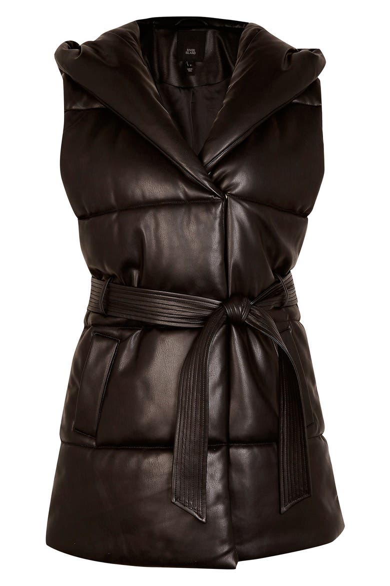 Sleeveless Puffer Gilet Vest, Alternate, color, BROWNDARK