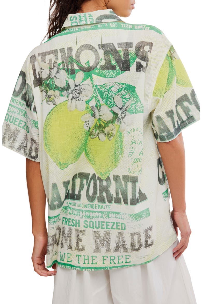 Fresh Squeezed Cotton Button-Up Shirt, Alternate, color, CITRUS FADE