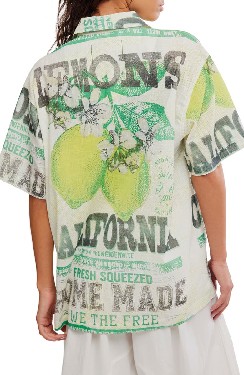 Free People Fresh Squeezed Cotton Button-Up Shirt, Alternate, color, Citrus Fade