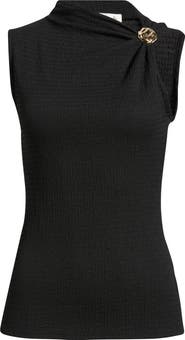 Loveappella Side Twist Texture Sleeveless Top