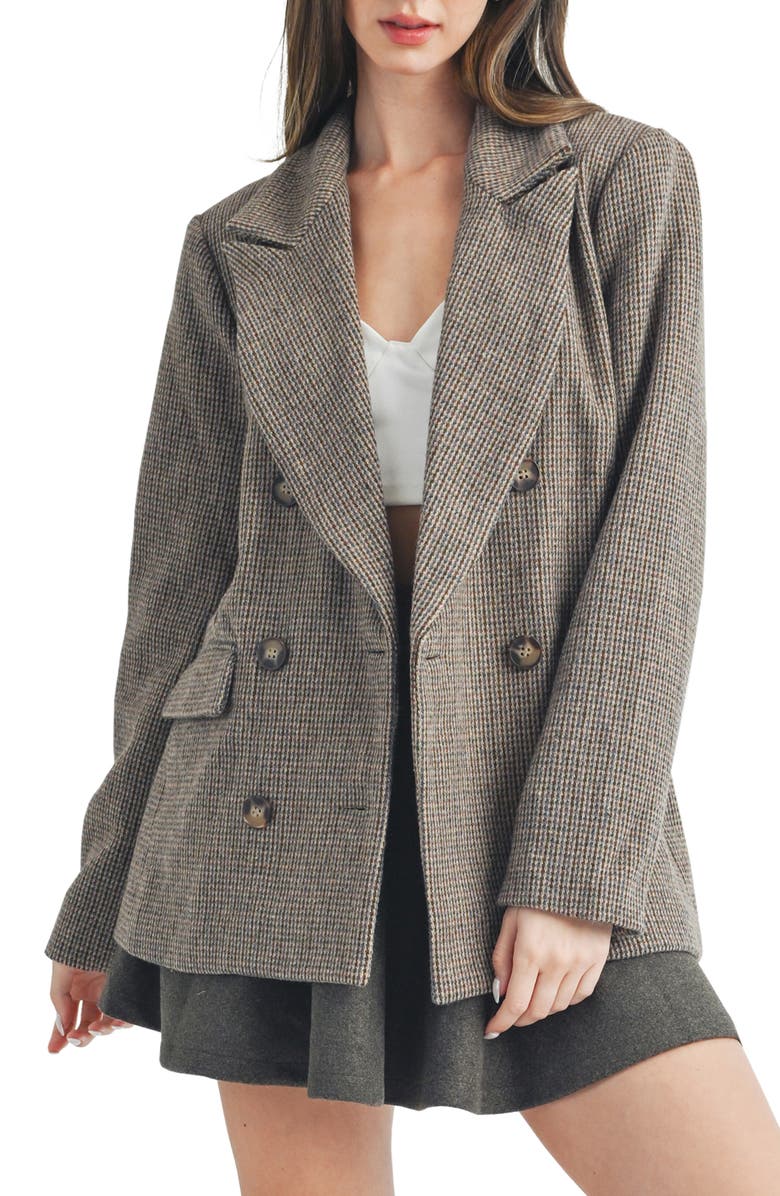 All in Favor Plaid Double Breasted Blazer, Main, color, Multi Brown