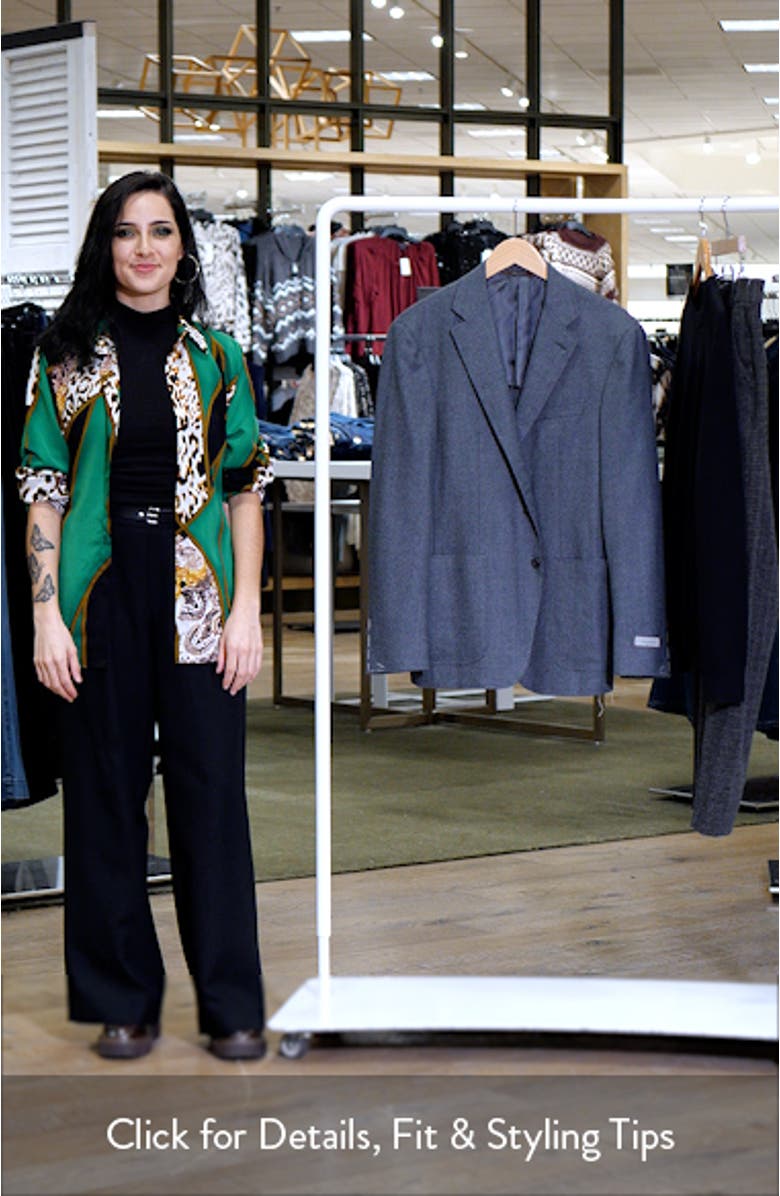 Kei Trim Fit Grey Wool Herringbone Sport Coat, sales video thumbnail