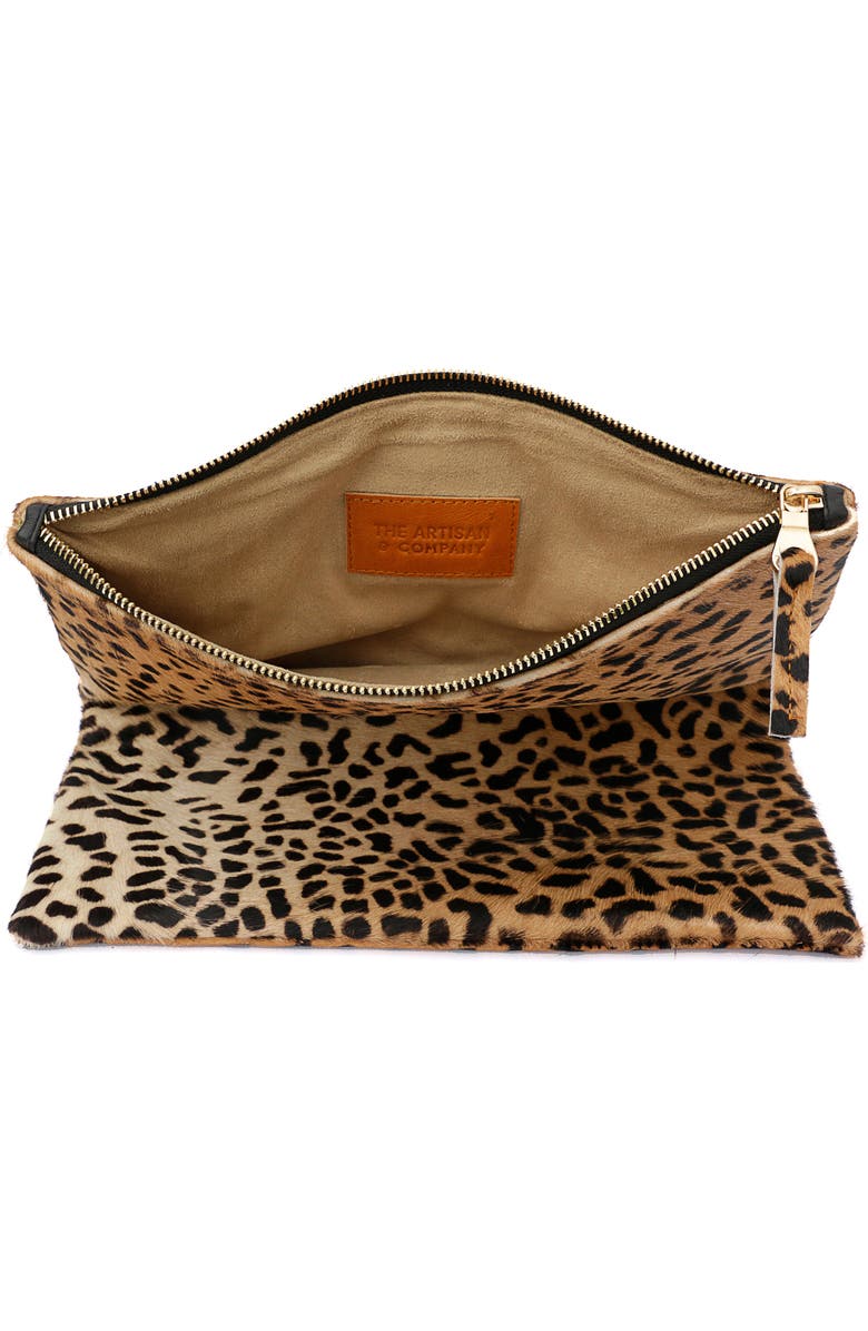 The Artisan & Company Leopard Leather Clutch, Alternate, color, Beige