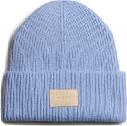 rag & bone Blake Logo Patch Wool Blend Rib Beanie