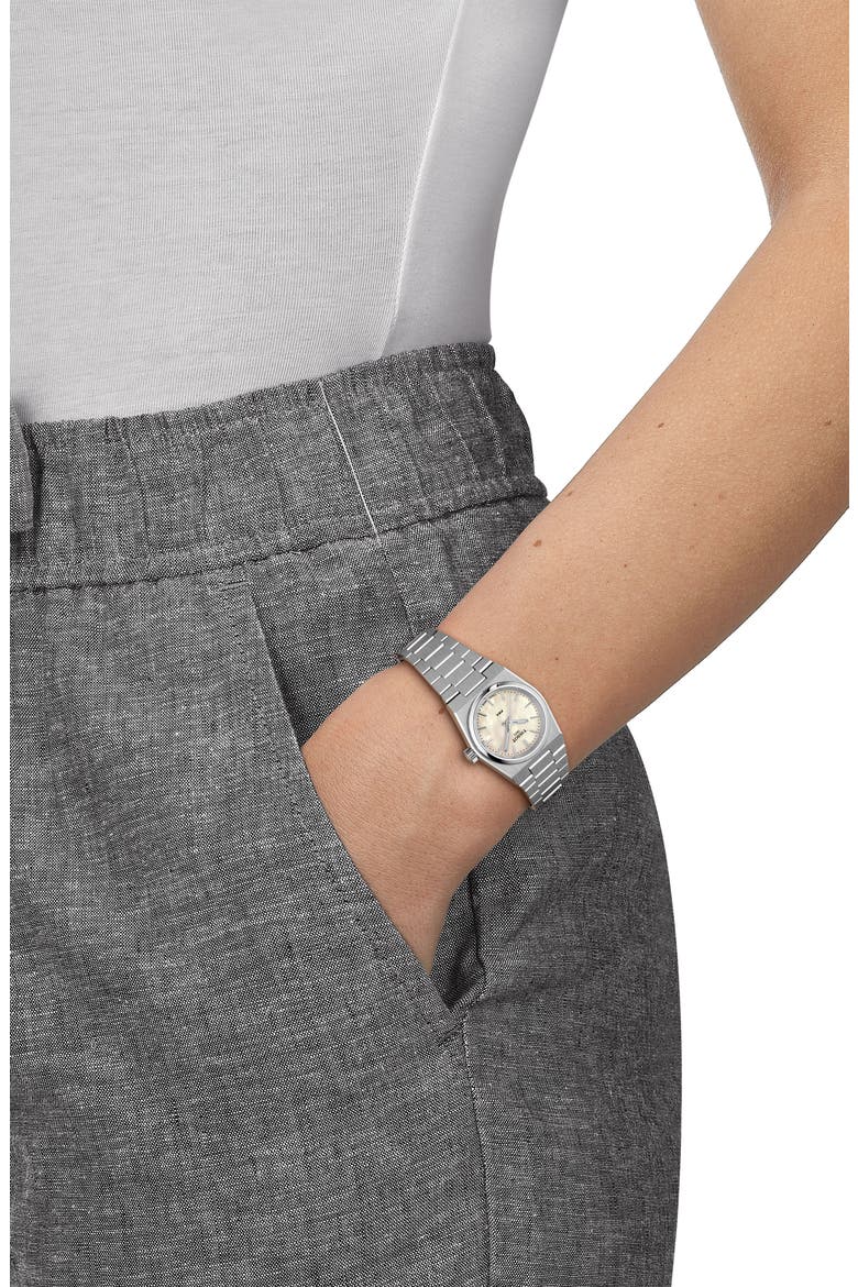 PRX Stainless Steel Bracelet Watch, 25mm, Alternate, color, WHITE MOTHER OF PEARL