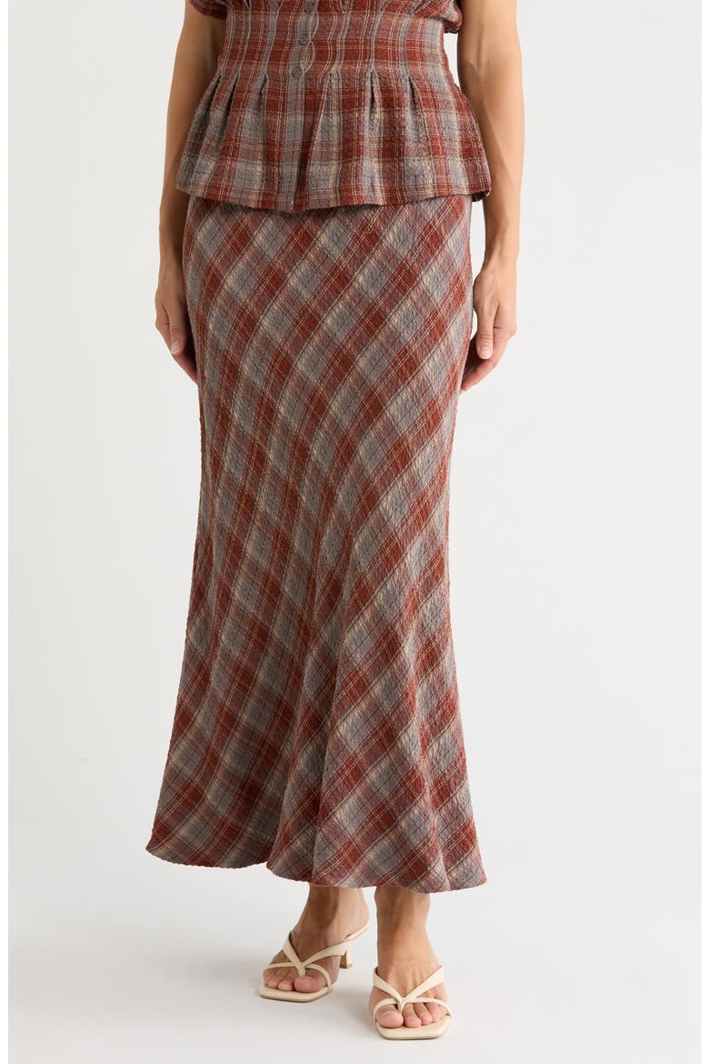 Plaid Maxi Skirt, Main, color, GREY/ ADOBE PLAID
