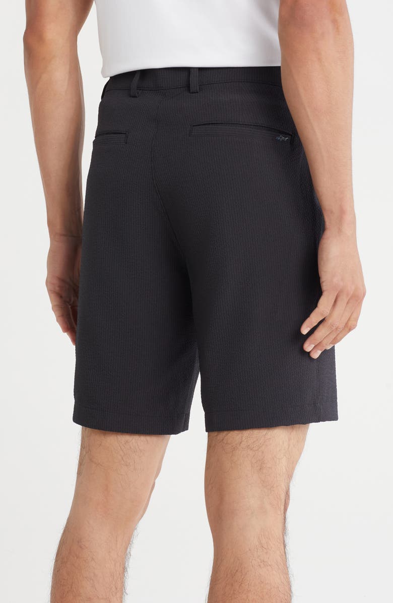 Greg Norman Stripe Stretch Seersucker Shorts, Alternate, color, Black