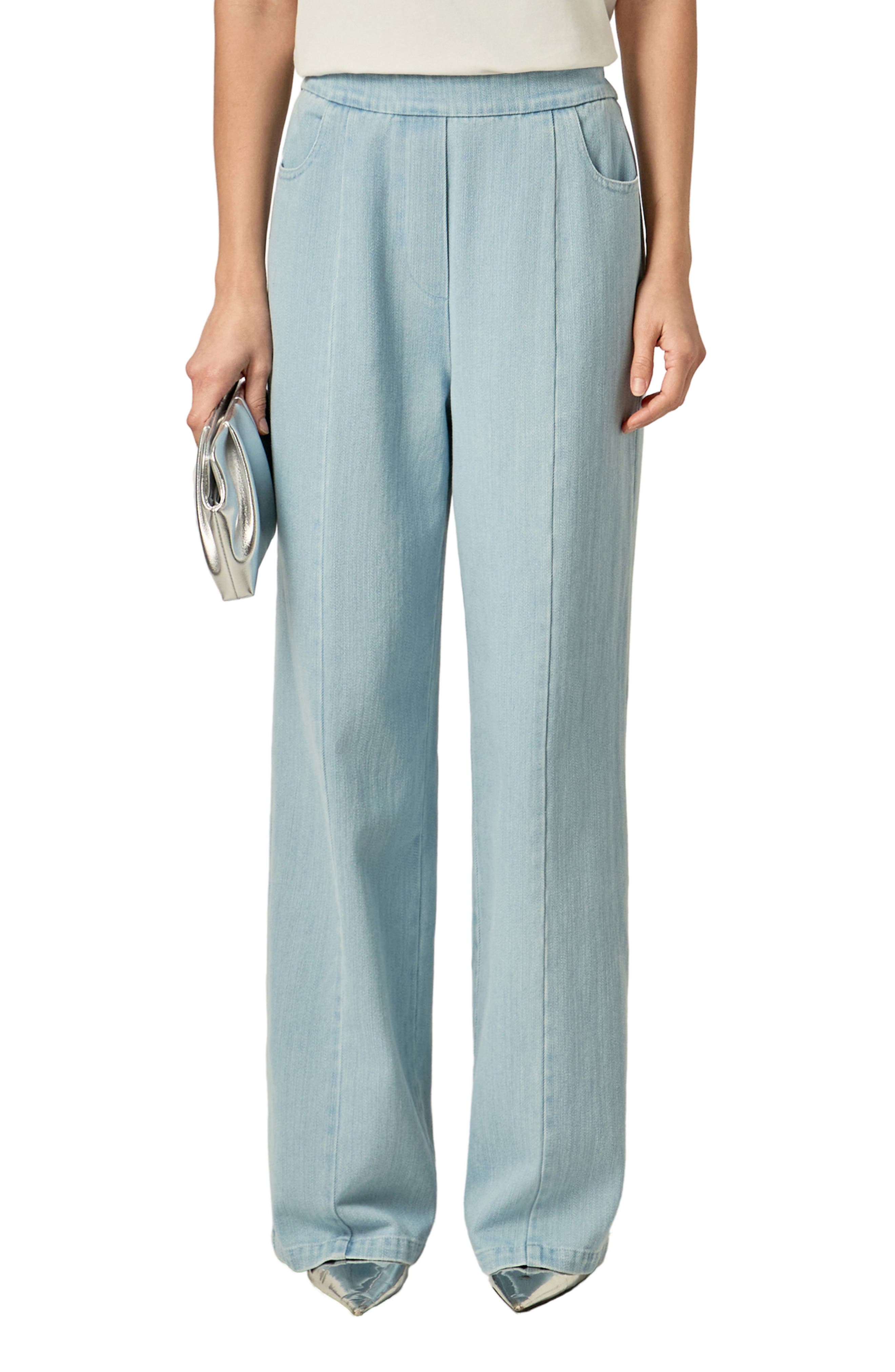 Pull-On Wide Leg Trouser Jeans