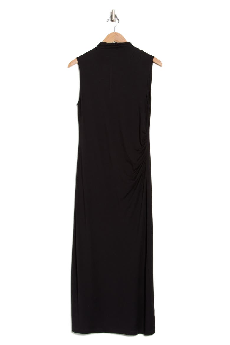 Mock Neck Sleeveless Ruched Dress, Alternate, color, BLACK
