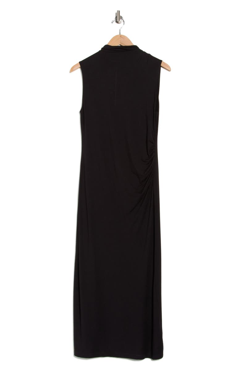Mock Neck Sleeveless Ruched Dress