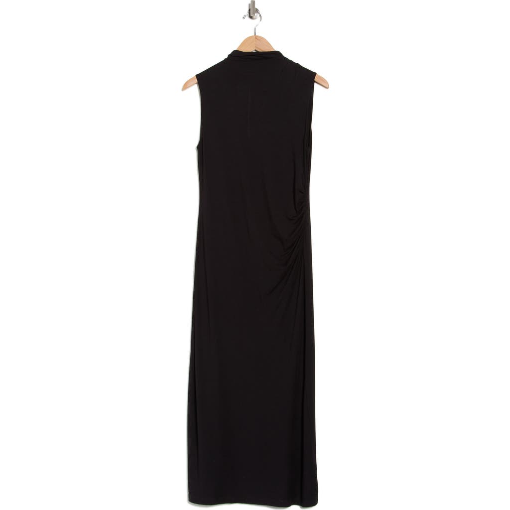 Vince Turtleneck Sleeveless Ruched Sweater Dress In Black