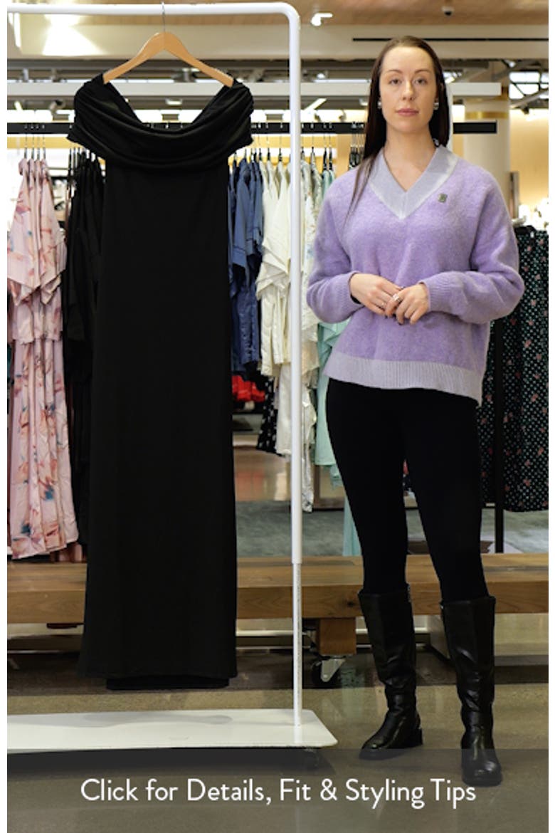 Evangeline Off the Shoulder Open Back Maxi Dress video