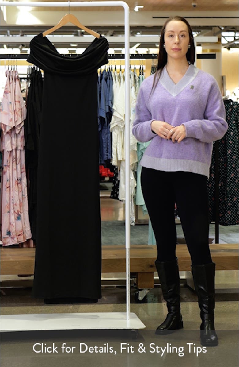 Evangeline Off the Shoulder Open Back Maxi Dress, sales video thumbnail