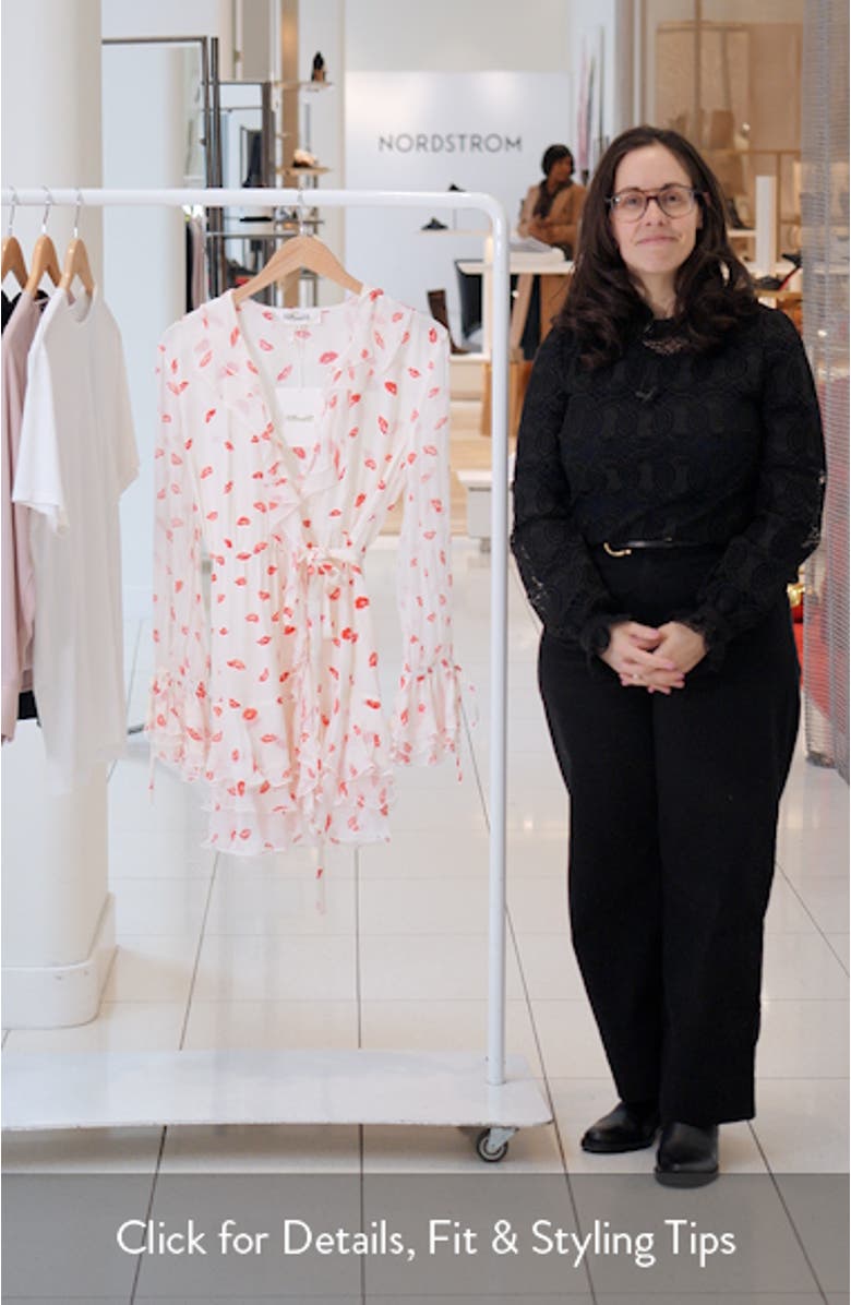 Marianne Lip Print Ruffle Trim Minidress, sales video thumbnail