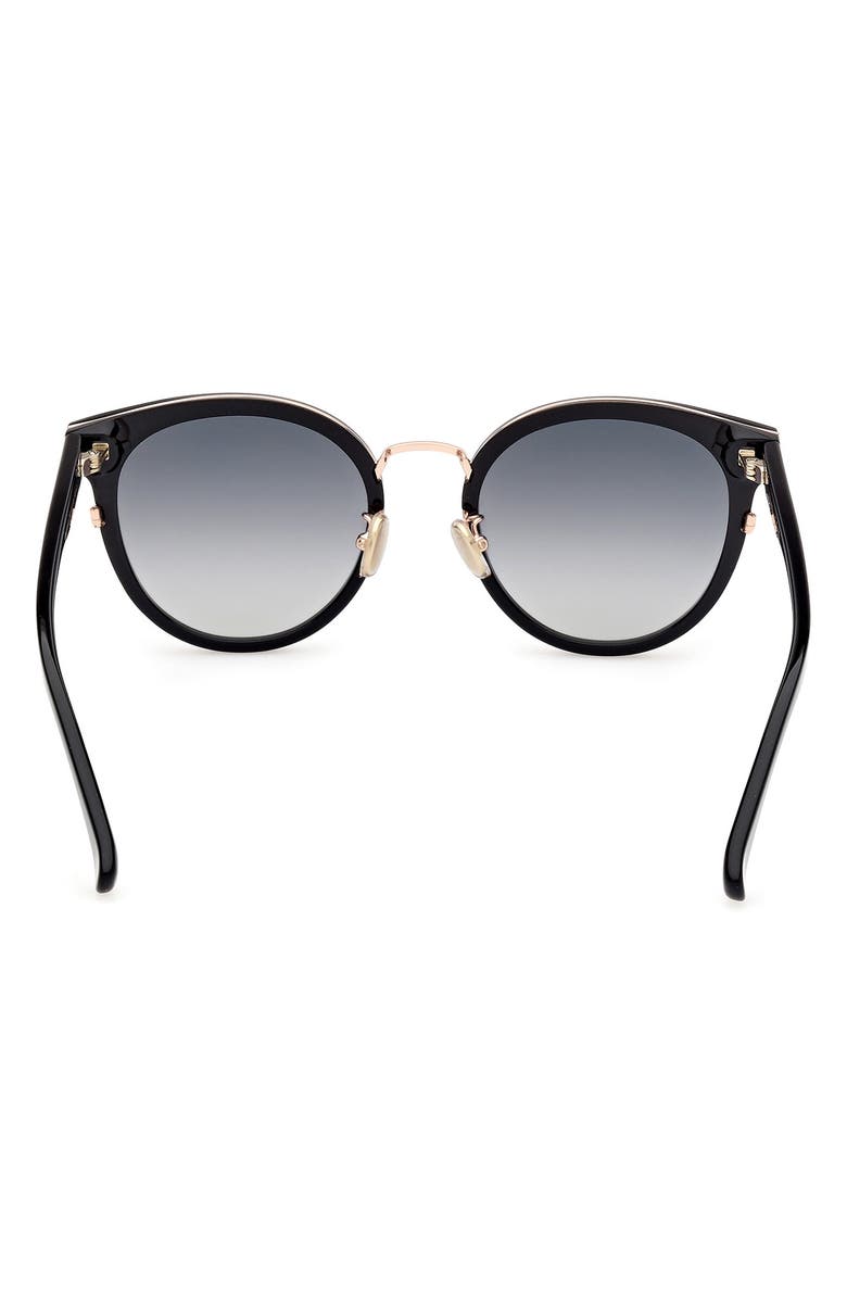 Max Mara 63mm Round Sunglasses, Alternate, color, Shiny Black / Gradient Smoke