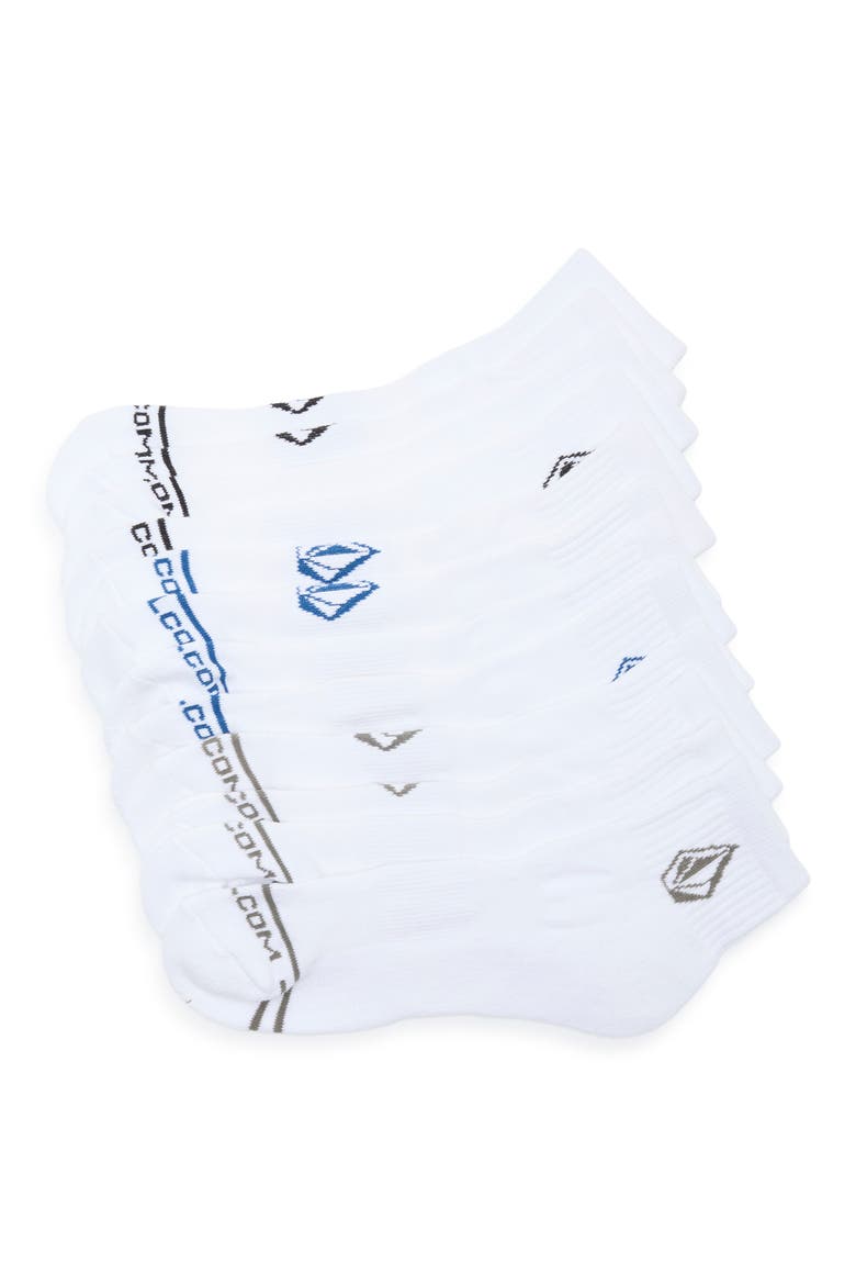 6-Pack Double Stripe Logo Athletic Quarter Socks, Main, color, WHITE