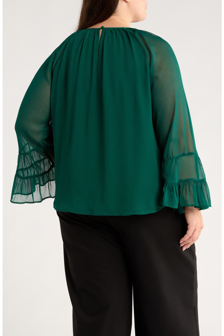 Keyhole Tiered Long Sleeve Top, Alternate, color, DARK FOREST