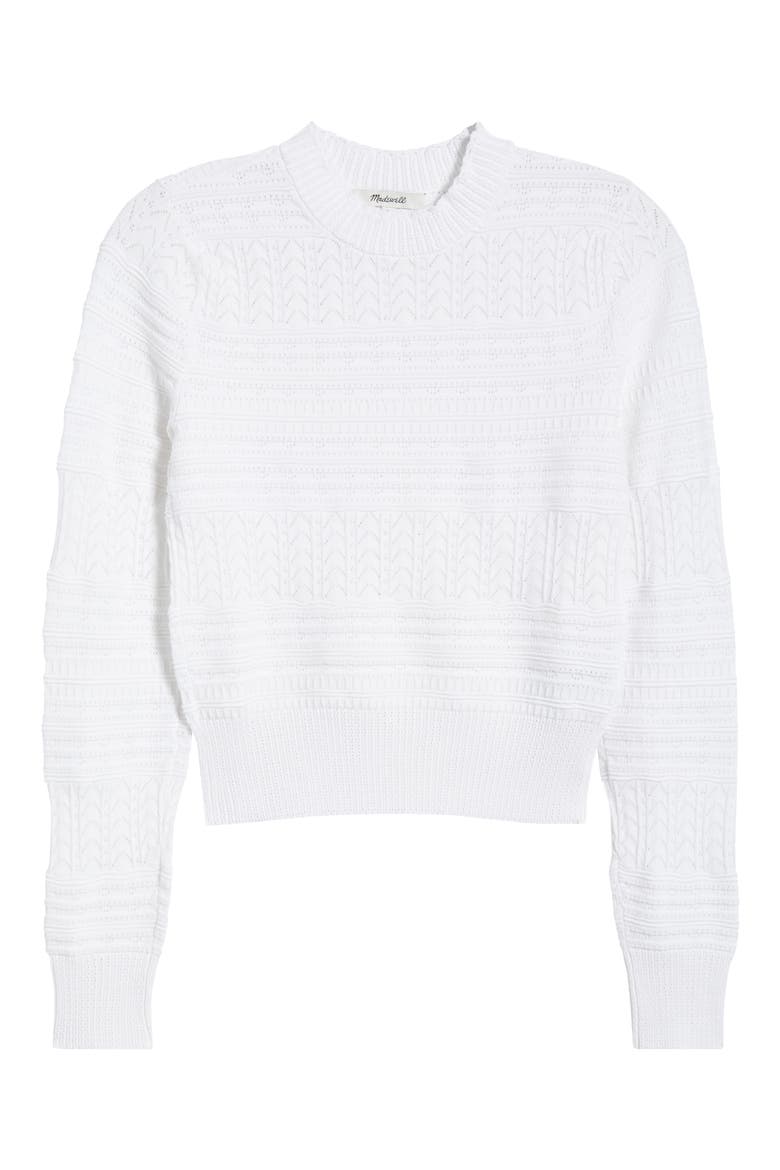 Cotton Crewneck Sweater, Alternate, color, WHITE