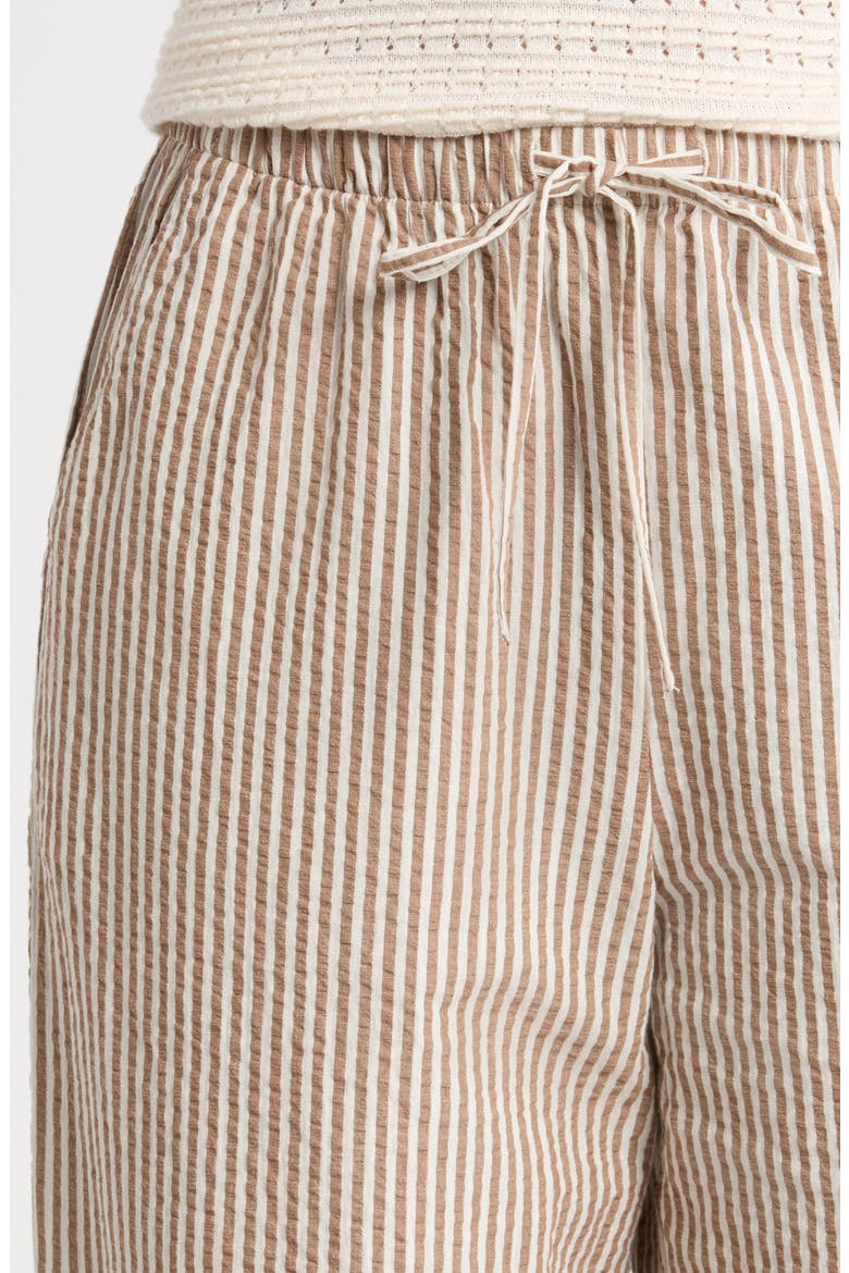 Josie Stripe Seersucker Drawstring Pants, Alternate, color, MOCHA STRIPE