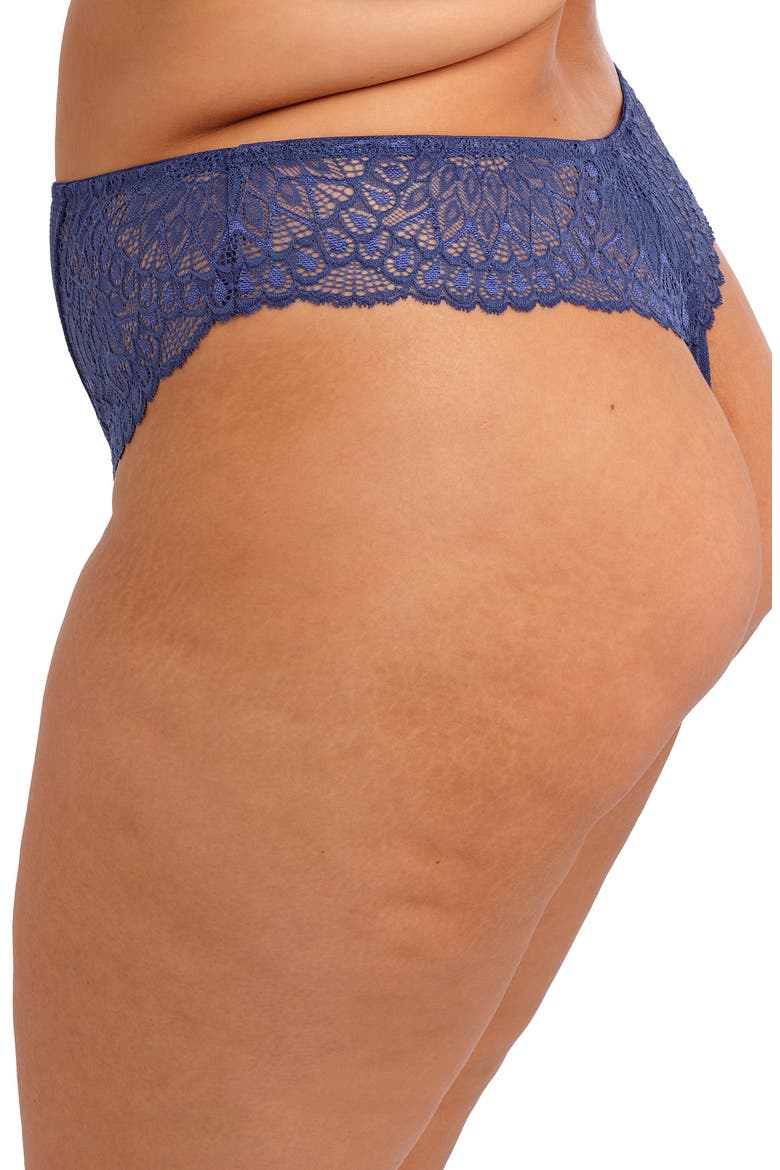 Tiernie Lace & Mesh Thong, Alternate, color, DENIM