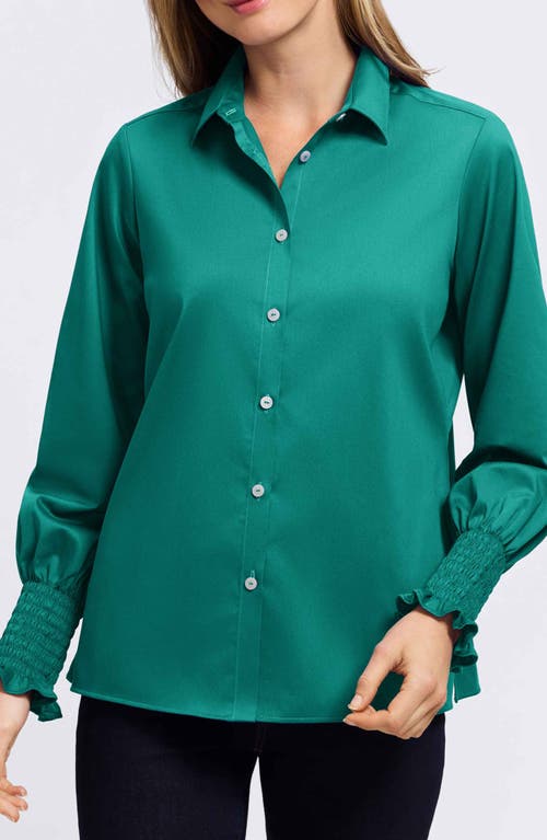 Foxcroft Avril Matte Sateen Button-up Shirt In Green