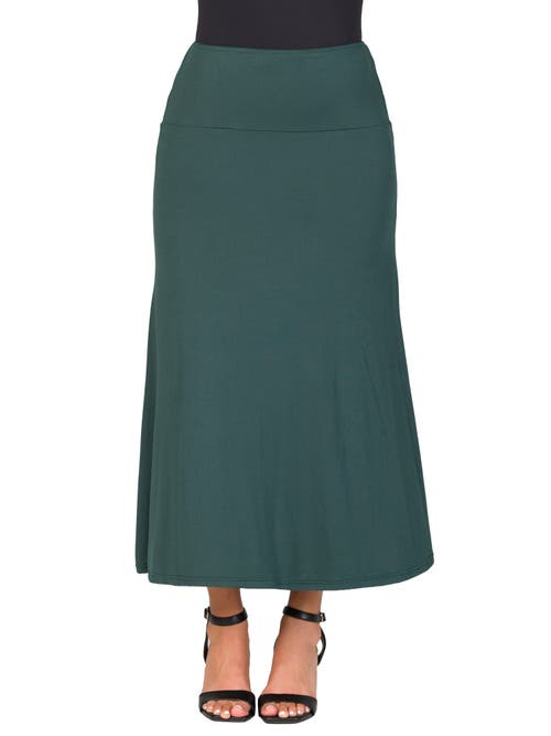 24seven Comfort Apparel Petite Elastic Waist Maxi Skirt In Green