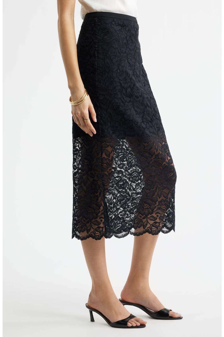 Lace Midi Skirt, Alternate, color, BLACK