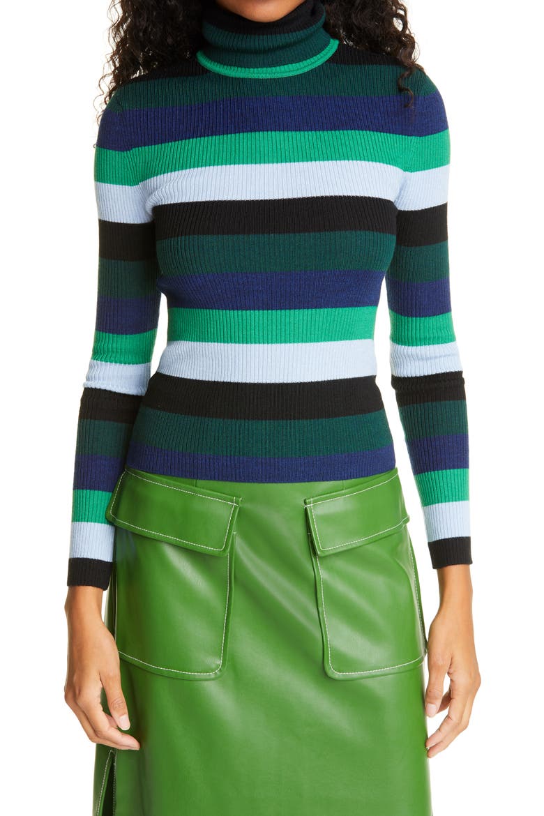 Ken Stripe Merino Wool Blend Turtleneck, Main, color, NAVY MULTI