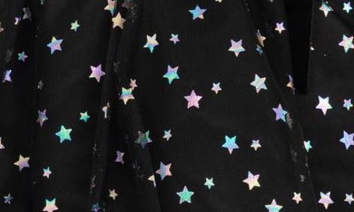Rare Editions Kids' Foil Stars Mesh Party Dress In Black