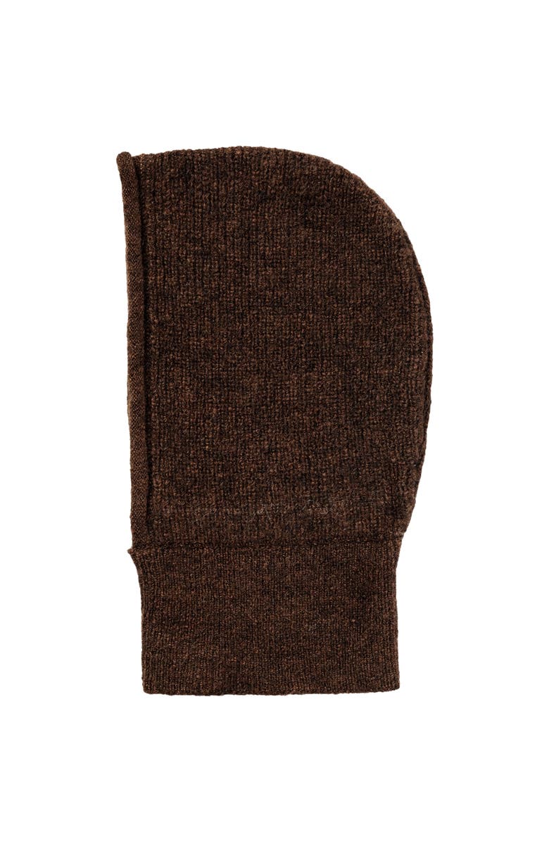 HYER GOODS Upcycled Merino Wool Ribbed Balaclava, Main, color, Dark Chocolate Brown