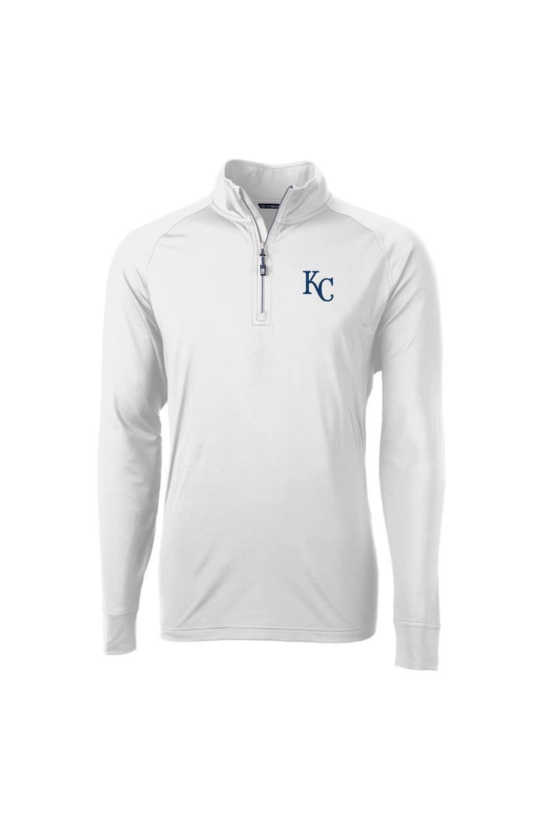 Cutter & Buck Men's Cutter & Buck  White Kansas City Royals Adapt Eco Knit Stretch Recycled Quarter-Zip Pullover Top, Alternate, color, White