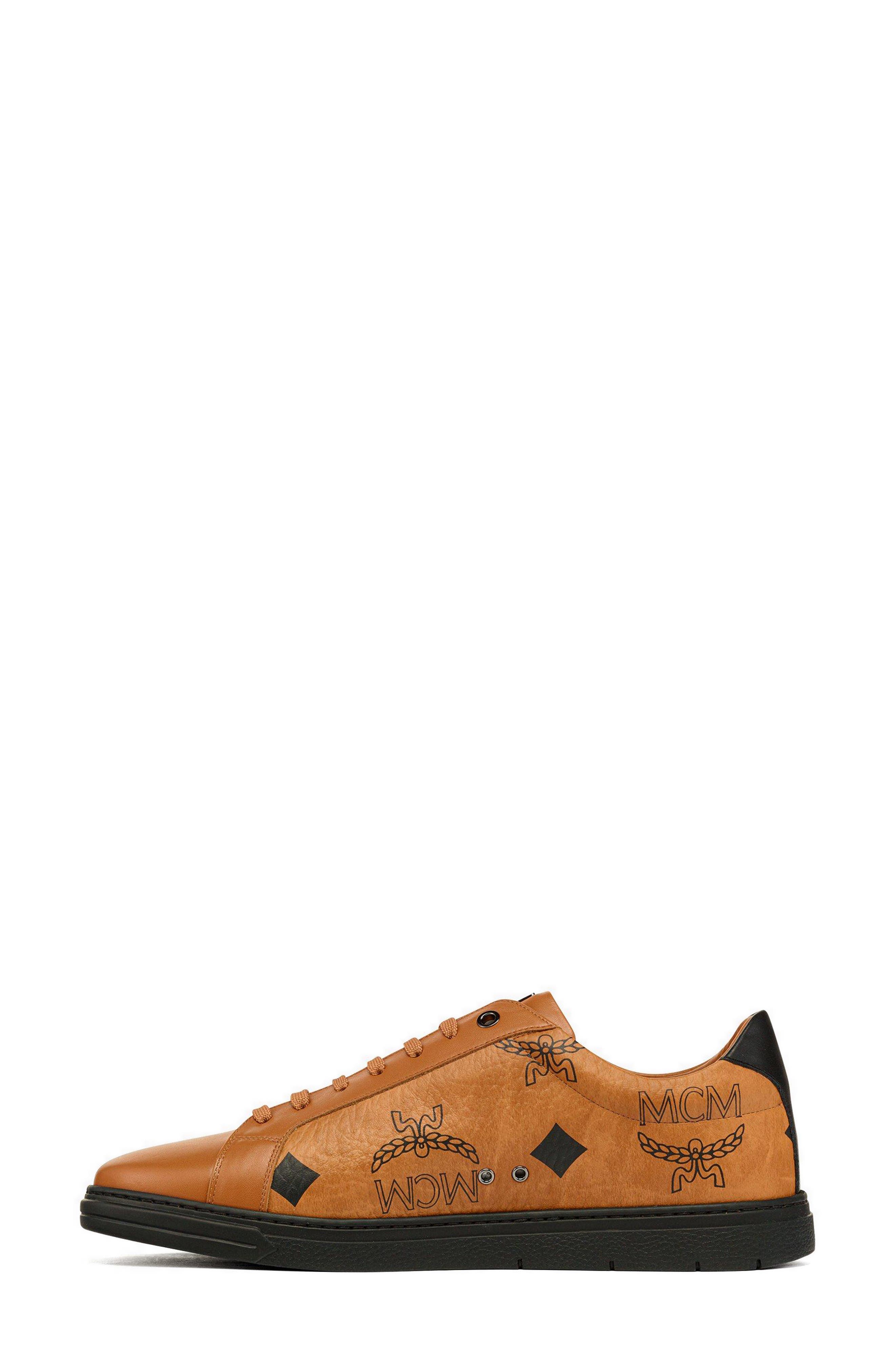 MCM Maxi Visetos & Leather Low Top Sneaker, Alternate, color, 
