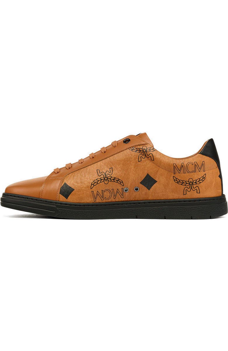 MCM Maxi Visetos & Leather Low Top Sneaker, Alternate, color,