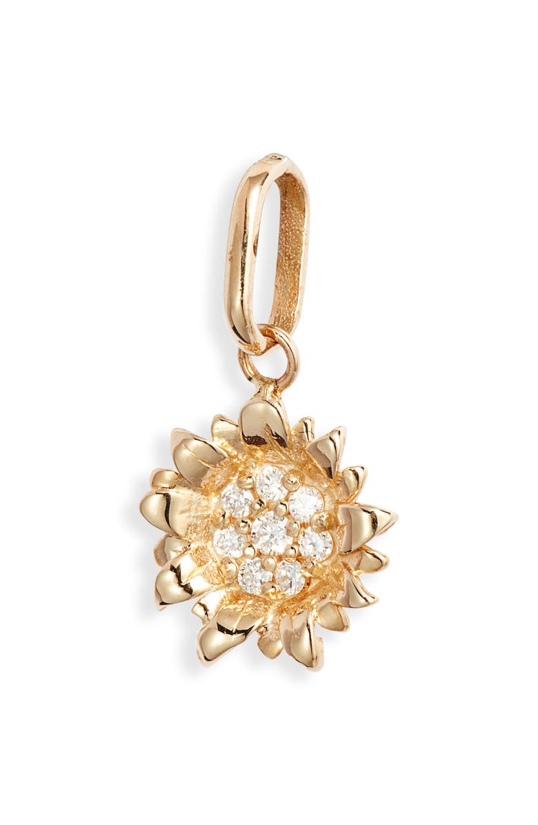 Anzie Hope Sunflower Pavé Diamond Pendant, Main, color, Yellow Gold