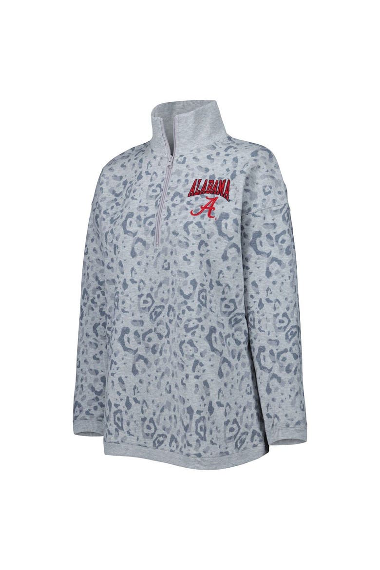 Women's Gameday Couture Heather Gray Alabama Crimson Tide Leopard Quarter-Zip Sweatshirt, Alternate, color, Heather Gray