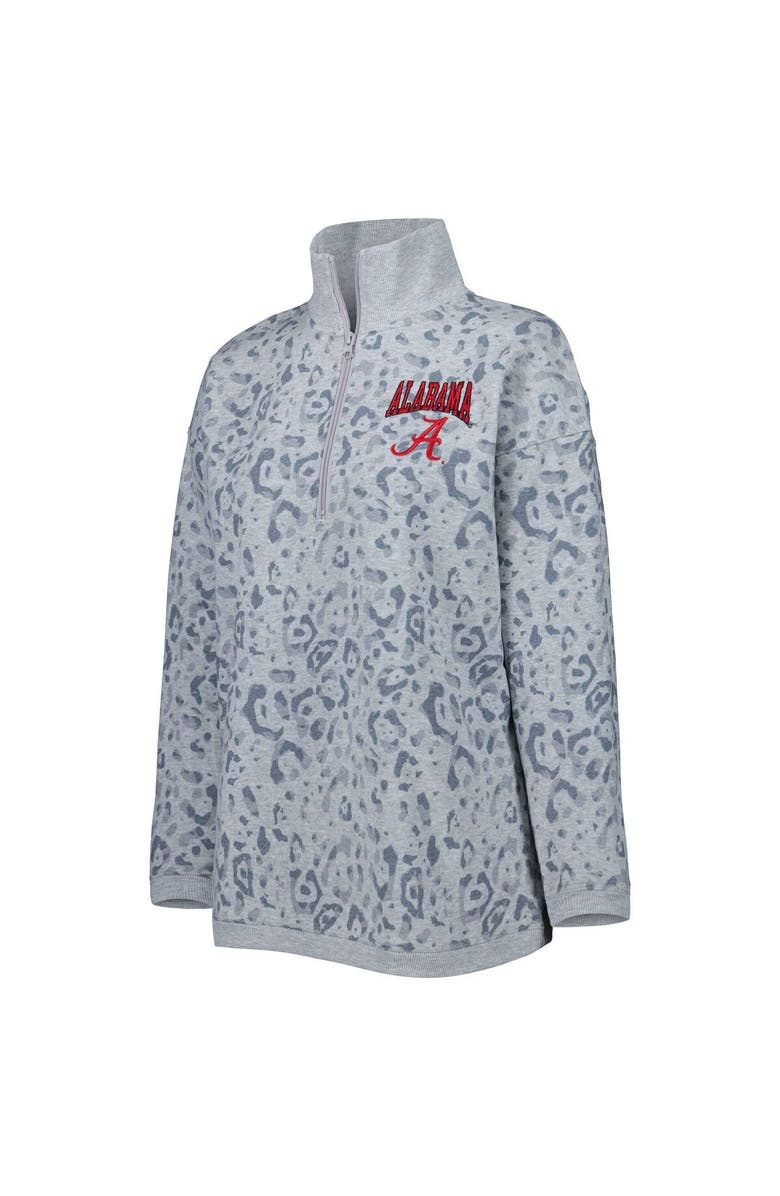 GAMEDAY COUTURE Women's Gameday Couture Heather Gray Alabama Crimson Tide Leopard Quarter-Zip Sweatshirt, Alternate, color, Heather Gray